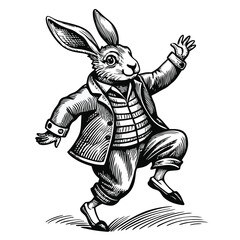 colorful-rabbit-wearing-a-jacket-and-dancing vector image on white background