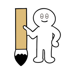 書道の筆を持つ棒人間イラスト4
