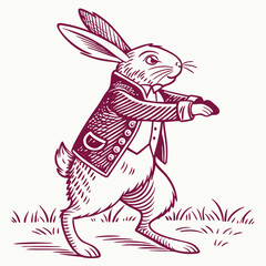 colorful-rabbit-wearing-a-jacket-and-dancing vector image on white background