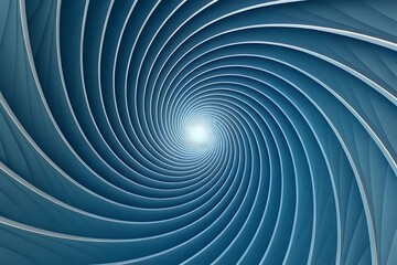 Abstract spiral with metallic blue vortex design, featuring hypnotic pattern, 3D illusion, and geometric swirl, creating a futuristic tunnel with concentric circles and dynamic perspective.