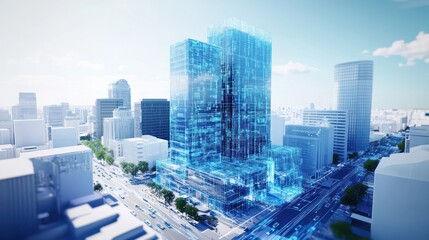 Digital cityscape modern architecture