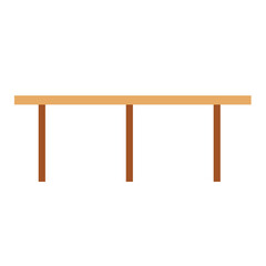 Simple long wooden table. Vector design illustration.