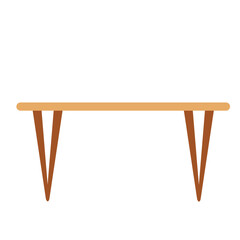 Simple long wooden table. Vector design illustration.
