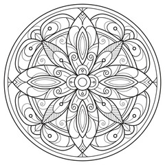 Cute mandala art hand drawn for adult coloring book
