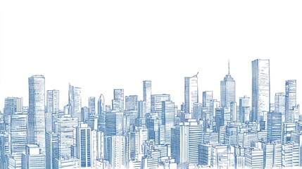 Cityscape sketch, urban architecture, line art illustration, background for design use