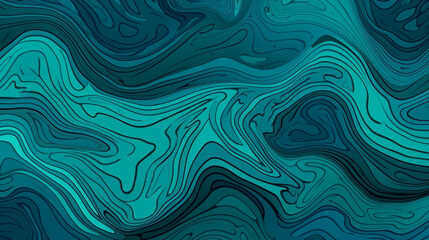 Fondo abstracto de color verde marino con ondas negras