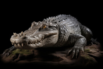 Fototapeta premium Close-Up of Crocodile – Detailed View of Scales, Teeth, and Eyes of Fearsome Predator in the Wild