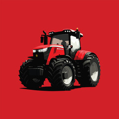 Fototapeta premium Creative Style Tractor Illustration with tractor icon and logo on solid color background