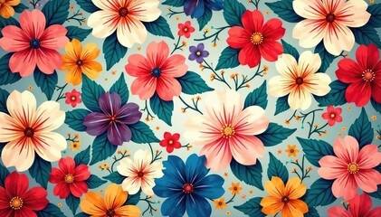 Intricate, flowing floral pattern Continuous, vibrant blooms , botanical, orange, wallpaper