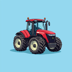 Obraz premium Creative Style Tractor Illustration with tractor icon and logo on solid color background