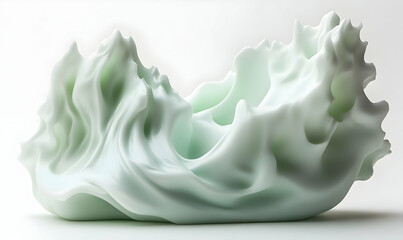 Abstract green fluid wave, white background, design element