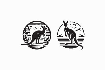 Kangaroo animal vector silhouette black and white image made by adobe illustrator. eps
