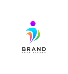 Colorful Abstract Human Figure Brand Logo Design Template