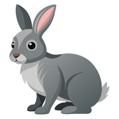 Cute gray rabbit vector illustration for easter bunny graphic design and spring animal clip art projects