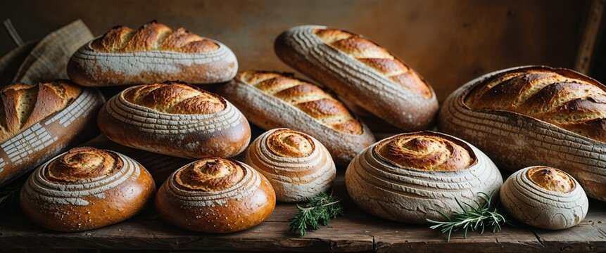 A Collection of Artisan Breads Crusty Loaves and Boules Freshly Baked and Ready to Enjoy.
