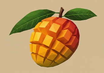 Delicious Mango Illustration Fresh, Ripe, Cubed, and Healthy Fruit.