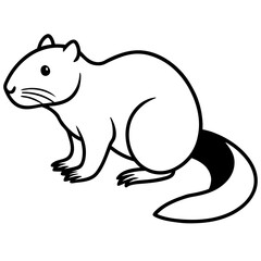 Beaver Line Art Vector Black and White Illustration Design