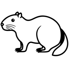 Beaver Line Art Vector Black and White Illustration Design