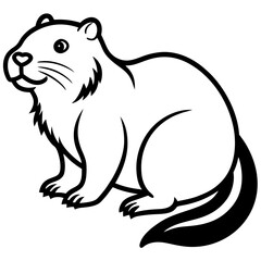 Beaver Line Art Vector Black and White Illustration Design