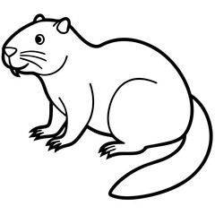 Beaver Line Art Vector Black and White Illustration Design