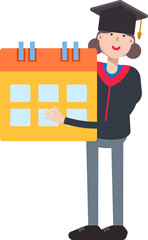 Girl Student Character Holding Calendar

