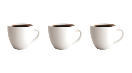 Obraz premium Pack of Coffee Cup set of Three Different Poses set Against Transparent Background for Beverage Branding, Cafe Menus, or Product Design Projects