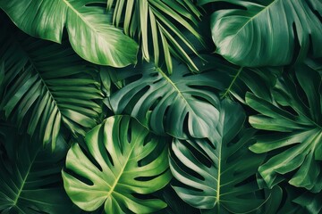 Lush green tropical leaves