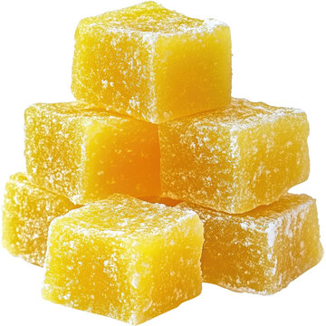 Lemon Turkish Delight on transparent background