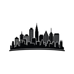 Obraz premium Contemporary city skyline silhouette isolated on white background