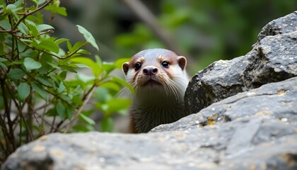 small animal standing on top of a large rock