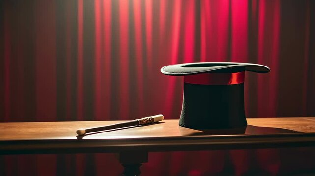 Magician's Hat and Wand on Stage