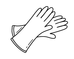 Cleaning gloves hand drawn sketch in doodle style. Vector line art illustration.