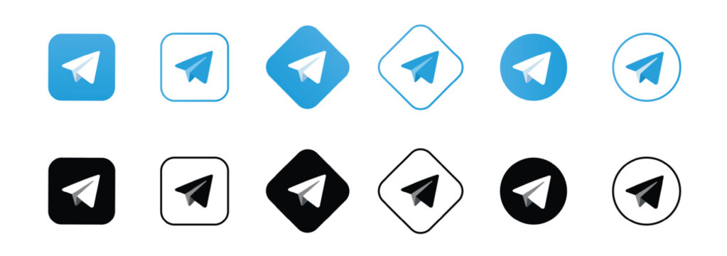 Telegram logo set vector illustration, Telegram icon sheet, Abstract Telegram vector, Telegram button, Telegram icon, Telegram APP.