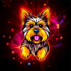Naklejka premium A Yorkshire Dog logo incorporated into creative light art