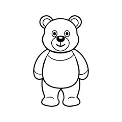 Cute bear with big eyes silhouette isolated on white background