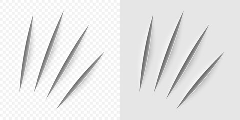 Vector realistic cut with an office knife on paper sheet isolated.