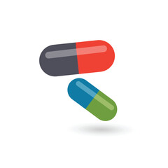 Vector realistic pharmaceutical medical pill, capsules, tablet on white background. Medicine, health concept. Vector illustration. 