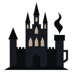 Fototapeta premium Spooky Castle Silhouette Illustration Dark Fantasy Vector Graphic