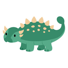 Cute Ankylosaurus flat vector cartoon illustration