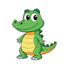 Fototapeta premium Cute cartoon alligator character with big eyes Vector illustration isolated on white background
