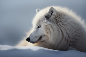 Fototapeta premium White Wolf in a Snowy Landscape
