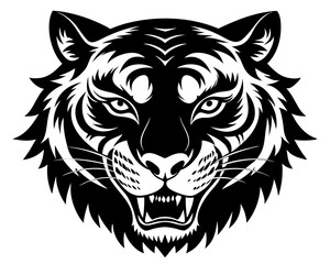Tiger Head Silhouette Vector & Fierce Animal SVG