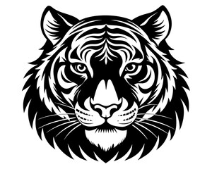 Tiger Head Silhouette Vector & Fierce Animal SVG