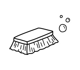 Brush in doodle style. Vector line art illustration. Cleaning tool sketch