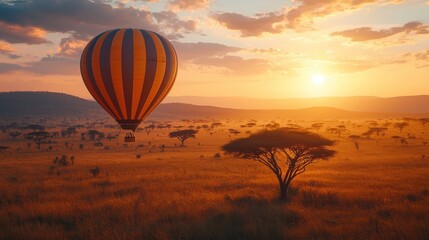 Obraz premium Hot air balloon safari sunrise