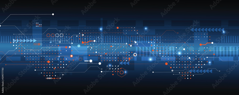 Poster High technology and science background. Abstract  internet communications