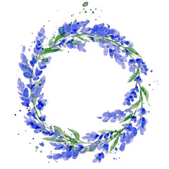 Frames for Wedding invitation. Design elements with lavender flower wreath. Author's watercolor drawing.