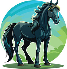 Black Horse vector art design with white background