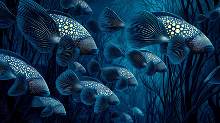 Deep Sea Fish Schooling