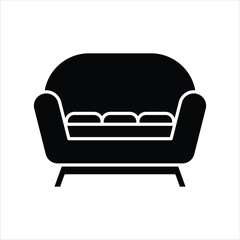 Seater Sofa Flat Icon - Vector Illustration, House Appliances